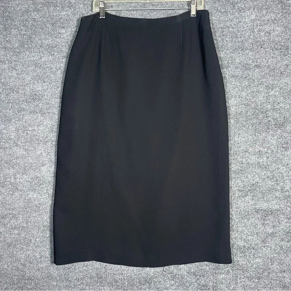 Talbots Women’s 16 Black‎ Midi Pencil Skirt Slit Professional Office Career Wear